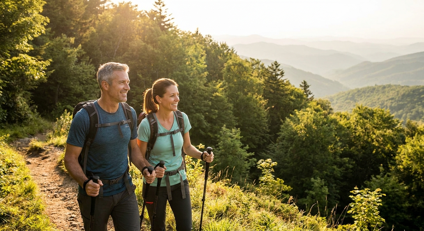 Healthy active couple enjoying longevity